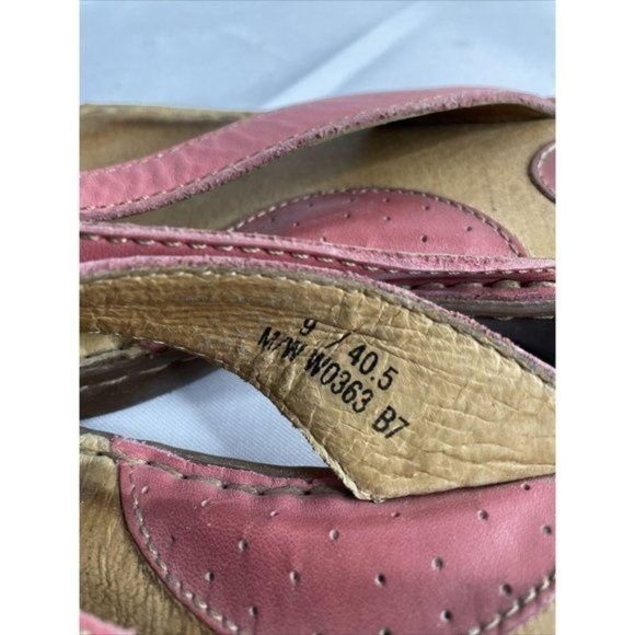 Womens Born Hand Crafted Genuine Pink Leather Thong Sandals Flip Flops Size 9 - Picture 6 of 9